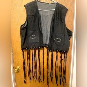 Dark denim Fringe vest